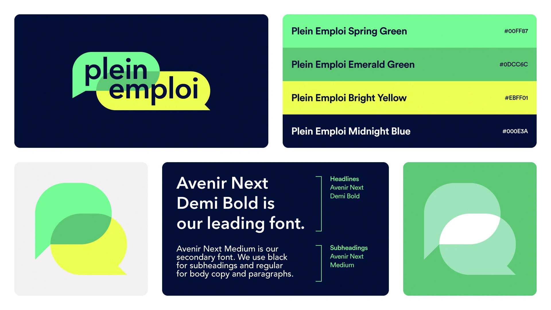 Plein Emploi branding overview by Alfa by Design